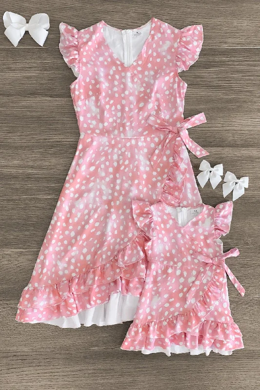 Zipper DressMom & Me - Peachy Pink Ruffle Dress