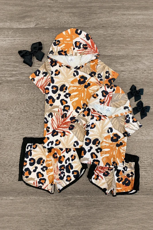 Zip-Up DressMom & Me - Orange Exotic Leopard Lounge Set