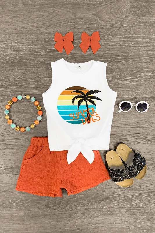 Custom Dress"Summer Vibes" Orange Short Set