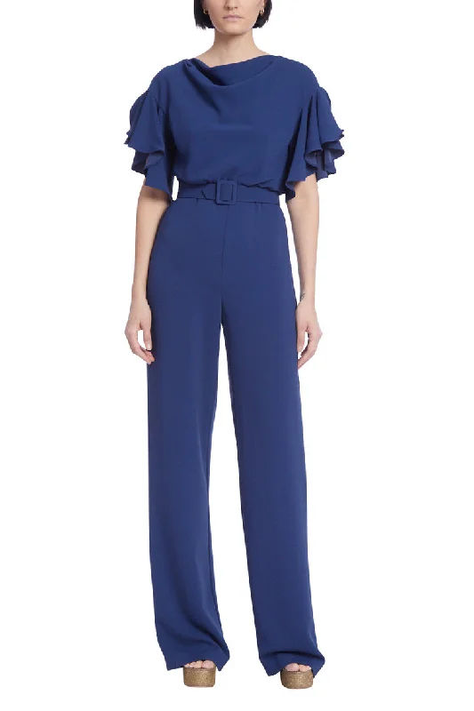 women's dressy jumpsuitsBadgley Mischka BSD5116 Long Formal Belted Jumpsuit