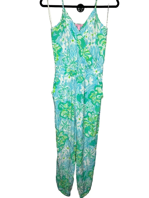 women's jumpsuits made of satinJumpsuit By Lilly Pulitzer In Blue & Green, Size: Xs