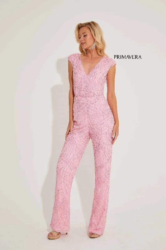 women's jumpsuits made of velvetPrimavera Couture 4275 Sequin Beaded Formal Jumpsuit