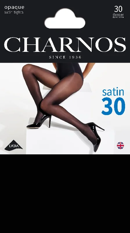 Sexy Silk Stockings for NightCharnos 30 Denier Satin Semi - Opaque Slight Sheen Tights