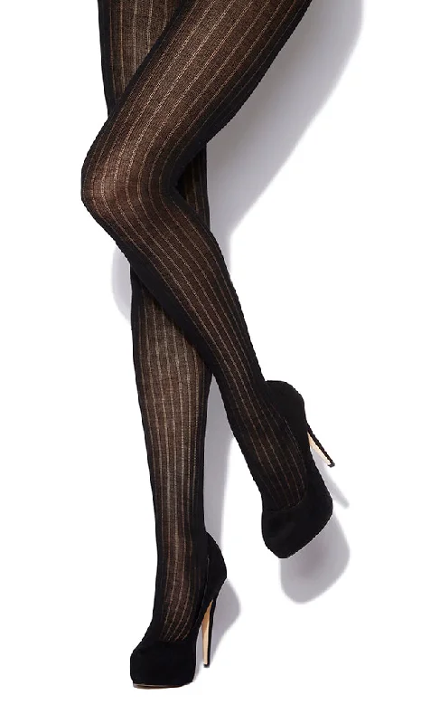 Silk Stockings with Lace TrimCharnos Wide Rib Light Weight Wool Enriched Tights