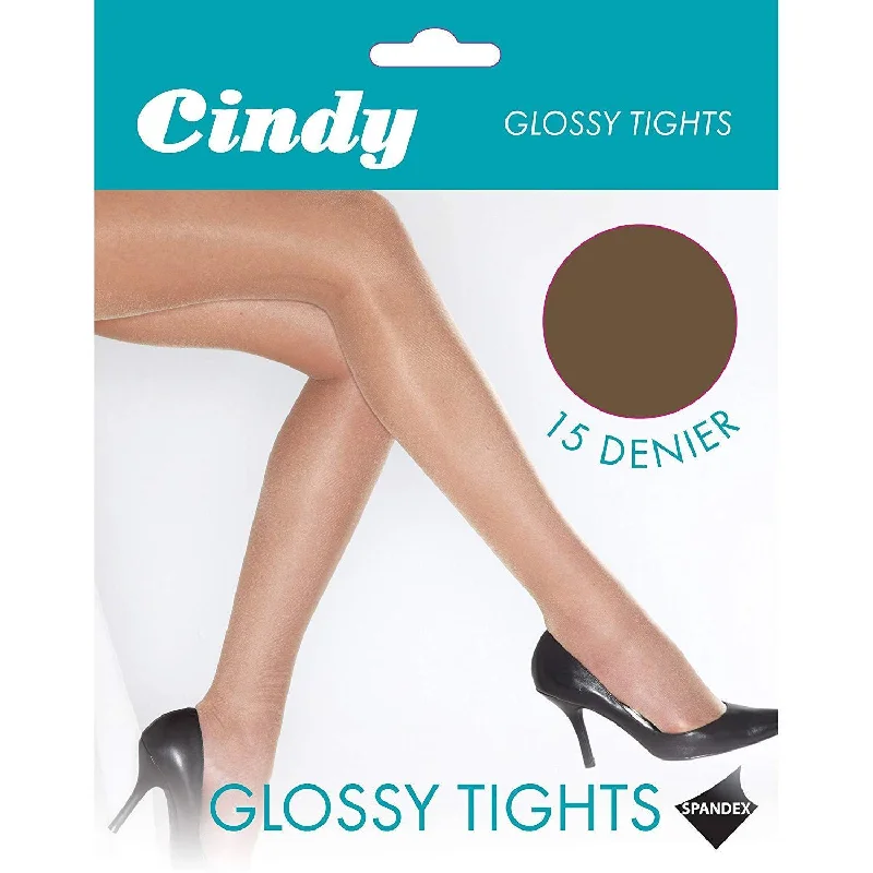 Silk Stockings with Reinforced ToeCindy Sheer Gloss Tights 15 Denier One Size