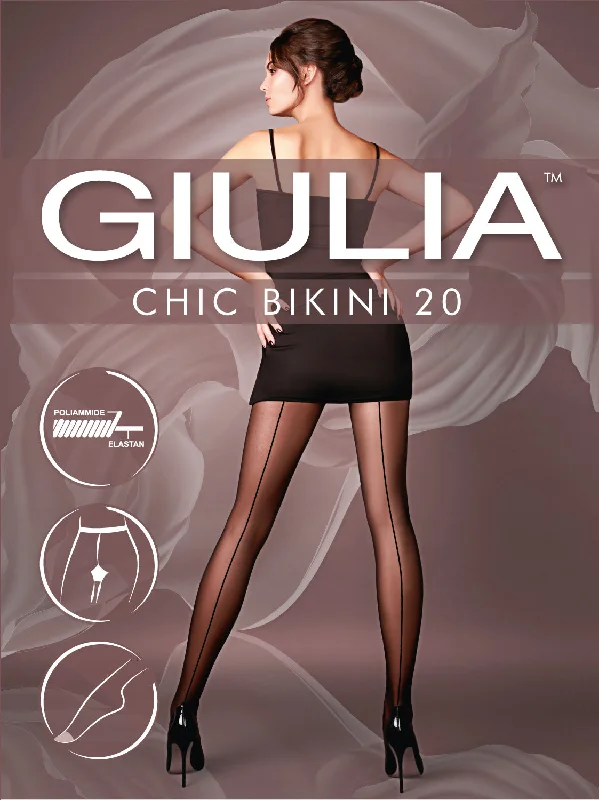 Lightweight Silk Stockings for SummerGiulia Chic Bikini 20 Denier Sheer Tights with Fine Back Seam