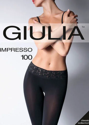 Over-the-Knee Silk Stockings TrendGiulia Impresso 100 Denier Lace Top Tights Vita Bassa Hipster Silicone Band Top