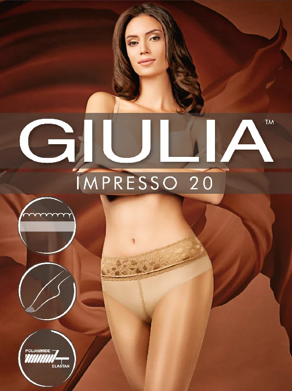 Patterned Silk Stockings VarietyGiulia Impresso 20 Denier Sheer To Waist Lace Top Tights