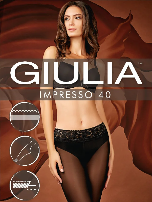 Perfect Fit Silk Stockings AssuranceGiulia Impresso 40 Denier Lace Top Tights