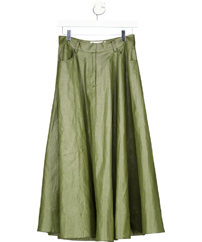 women's bodycon mini skirtsASOS Green Leather Look Volume Maxi Skirt In UK 8