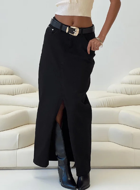 women's chiffon maxi skirtsBatkins Maxi Skirt Black