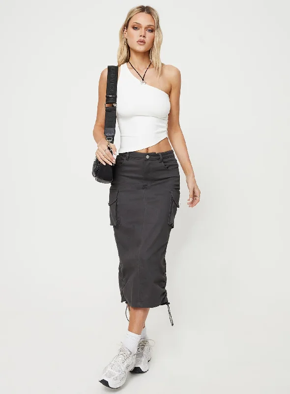 women's pleated skirtsBellows Cargo Midi Skirt Washed Black