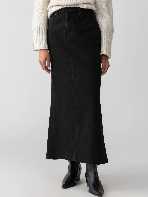 women's pencil pleat skirtsDenim Maxi Skirt Vintage Black