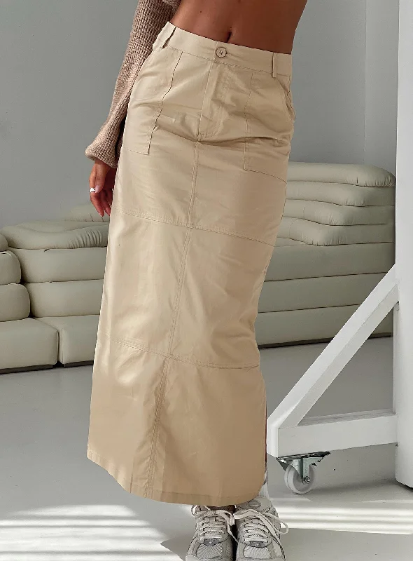 women's high-waisted skirtsDevine Cargo Maxi Skirt Stone