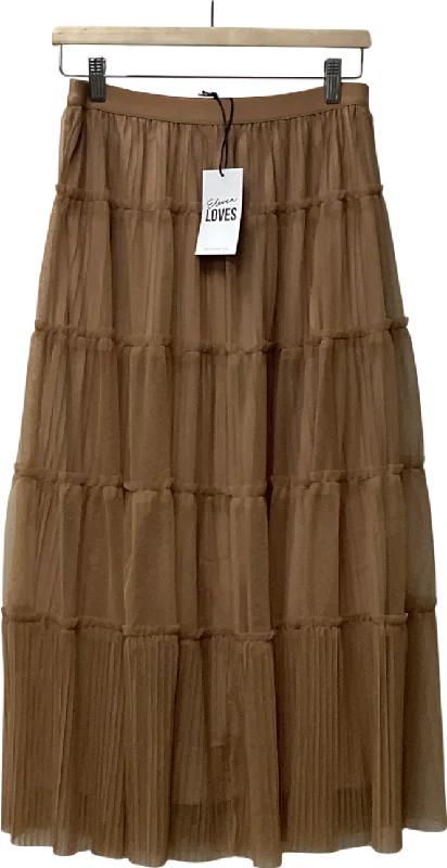 women's lace A-line skirtsEleven Loves Brown Pearl Pleated Tulle Skirt (caramel) UK S/M