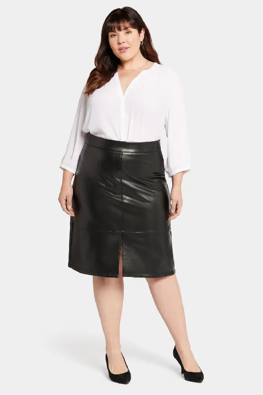 women's circle skirtsFaux Leather A-Line Skirt In Plus Size - Black