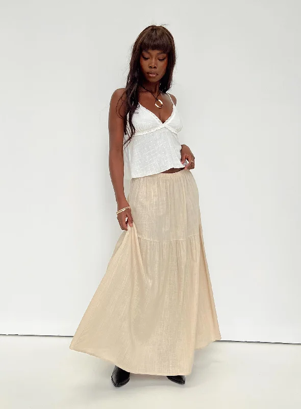 women's high-slit skirtsHold Me Close Maxi Skirt Beige