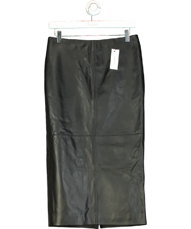 women's fitted skirtsKaren Millen Black Leather Panel Pencil Midi Skirt UK 8