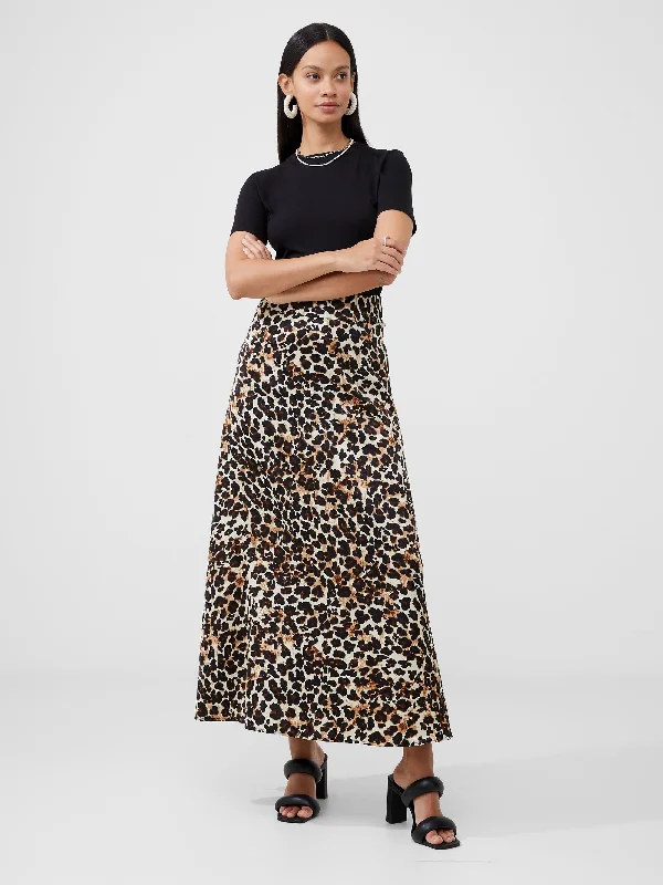 women's polyester tiered skirts for partiesLeopard Midaxi Skirt