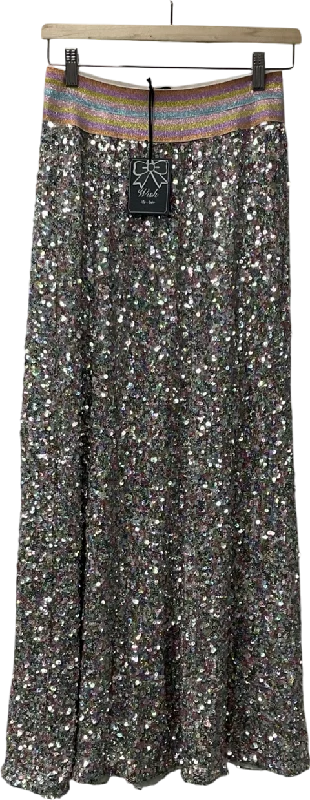 women's knitted skirtsWish Metallic Seline Sequin Skirt Multi- Coloured UK L